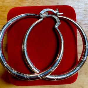 Women Fashion 925 Sterling Solid Silver Hoop Earrings
